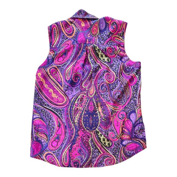 Trina Turk Purple and Pink Paisley Button Down Shirt - Picture 2 of 7
